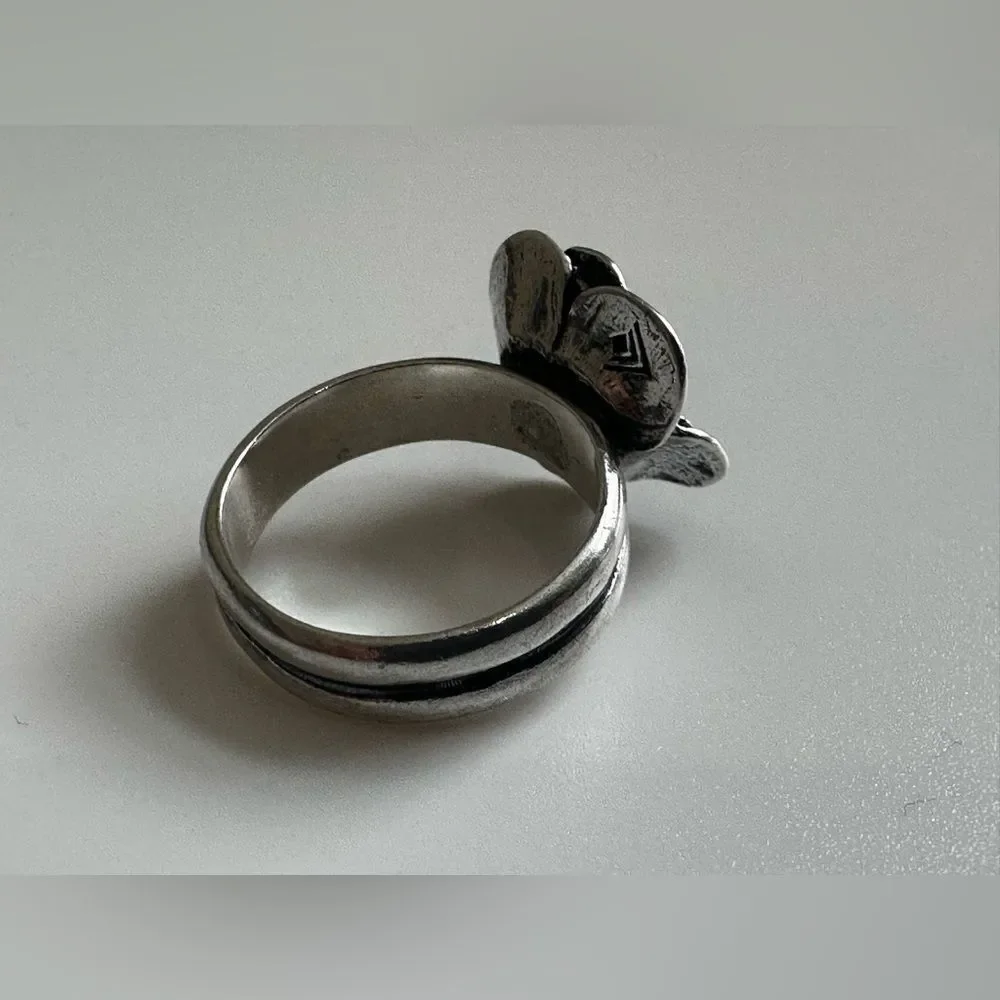 Silpada Retired R2207 Rose Oxidized 3D Flower Blooming Rose Size 6